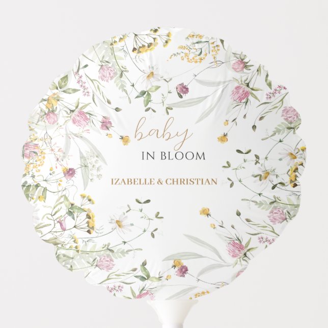 Baby in Bloom Wildflowers Balloon (Front)