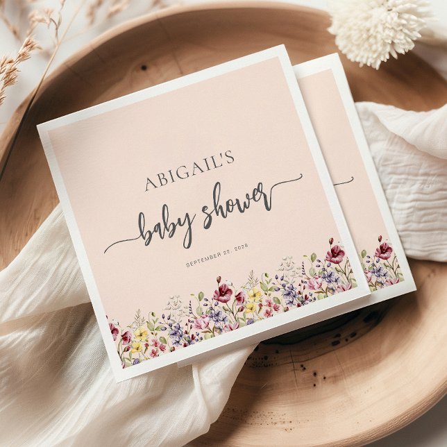 Baby in Bloom Wildflowers Blush Pink Baby Shower Napkins (Creator Uploaded)