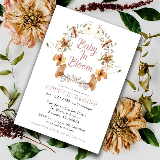 Baby In Bloom Wildflowers Boho Baby Shower Invitation (Creator Uploaded)