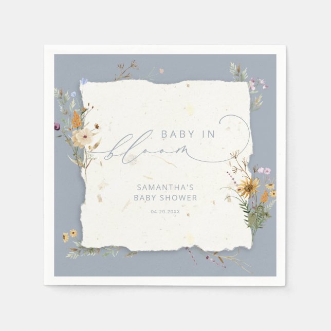 Baby in Bloom Wildflowers Cute Baby Shower Napkins (Front)