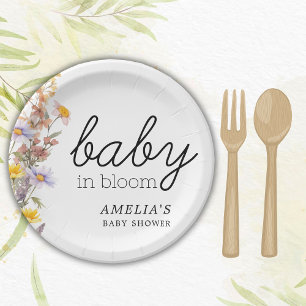 Baby In Bloom  Wildflowers Elegant Baby Shower  Paper Plates