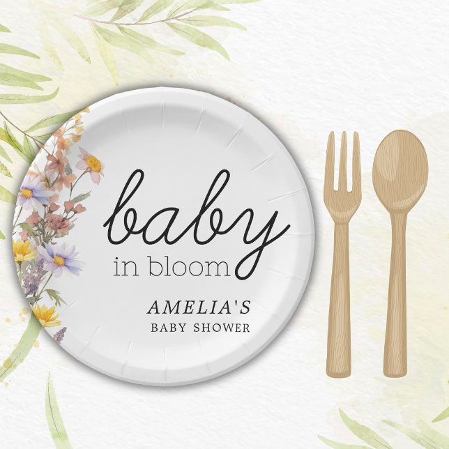 Baby In Bloom  Wildflowers Elegant Baby Shower  Paper Plates (Creator Uploaded)