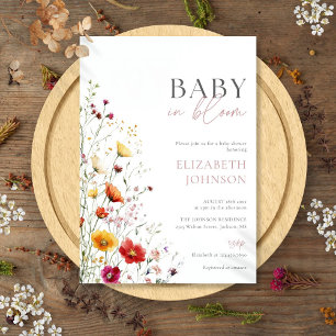 Baby In Bloom Wildflowers Floral Baby Shower Invitation