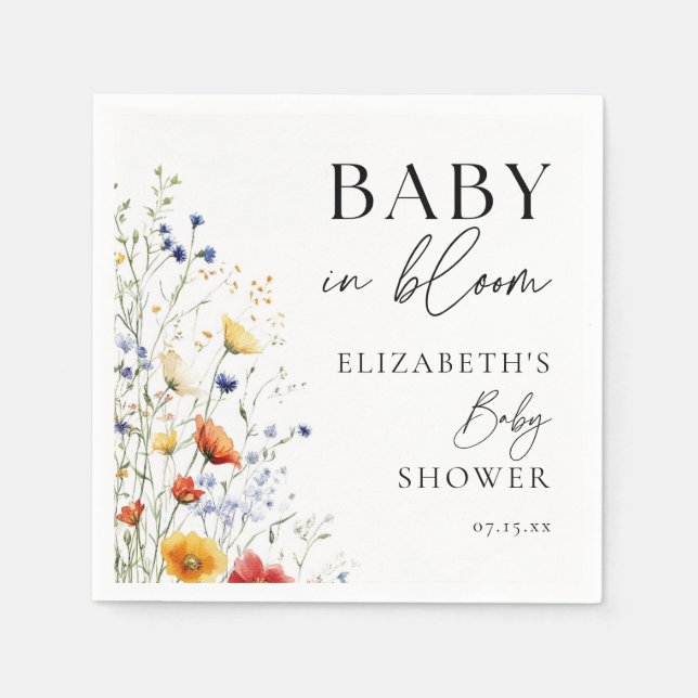 Baby In Bloom Wildflowers Floral Baby Shower Napkins (Front)