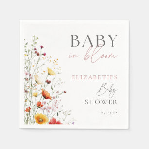 Baby In Bloom Wildflowers Floral Baby Shower Napkins