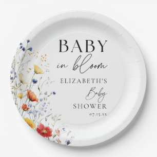 Baby In Bloom Wildflowers Floral Baby Shower Paper Plates