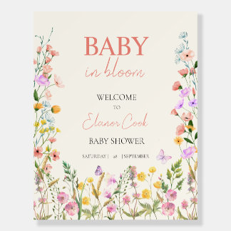Baby in Bloom Wildflowers Girl Baby Shower Welcome Foam Board