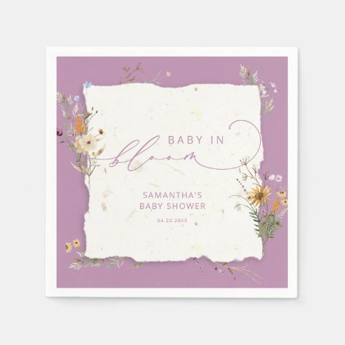 Baby in Bloom Wildflowers Modern Baby Shower Napkins