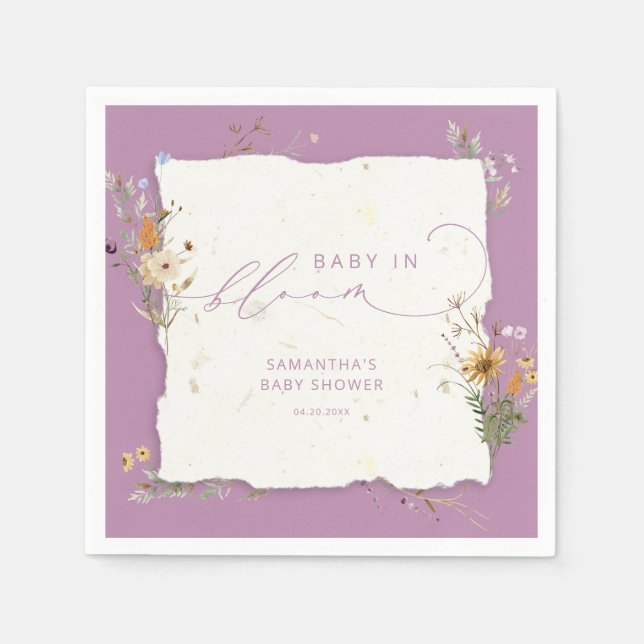 Baby in Bloom Wildflowers Modern Baby Shower Napkins (Front)
