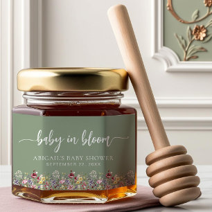 Baby in Bloom Wildflowers Sage Green Baby Shower Honey Jar Favors