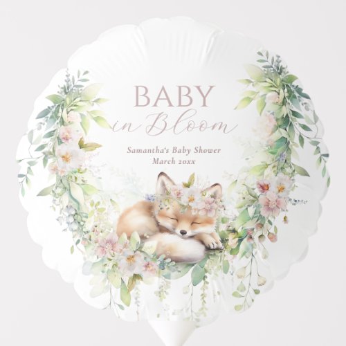 Baby in Bloom Woodland Floral Baby Girl Shower Balloon