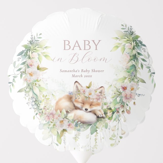 Baby in Bloom Woodland Floral Baby Girl Shower Balloon (Front)