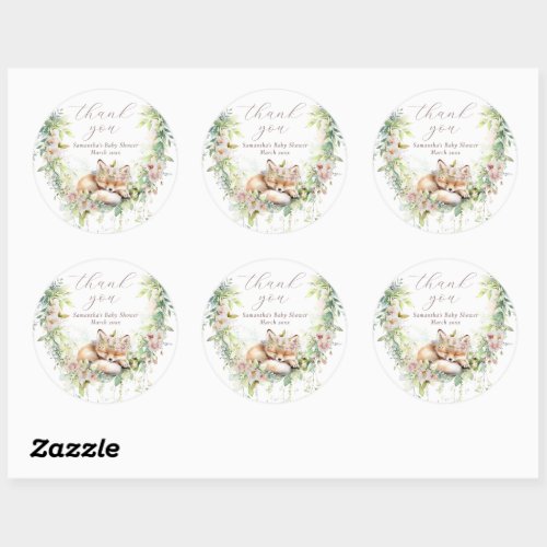 Baby in Bloom Woodland Floral Baby Girl Shower Classic Round Sticker