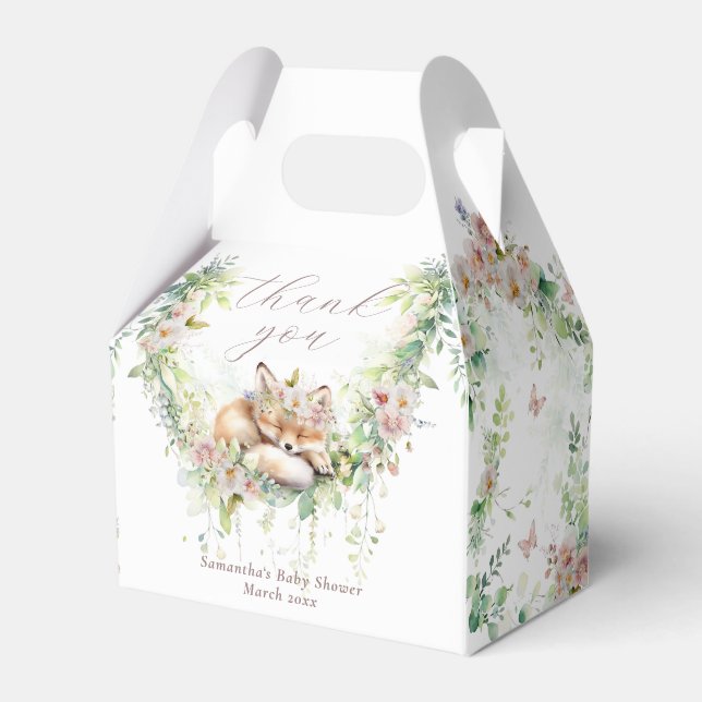 Baby in Bloom Woodland Floral Baby Girl Shower Favor Boxes (Front Side)