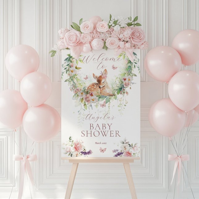 Baby in Bloom Woodland Floral Baby Girl Shower Foam Board (Creator Uploaded)