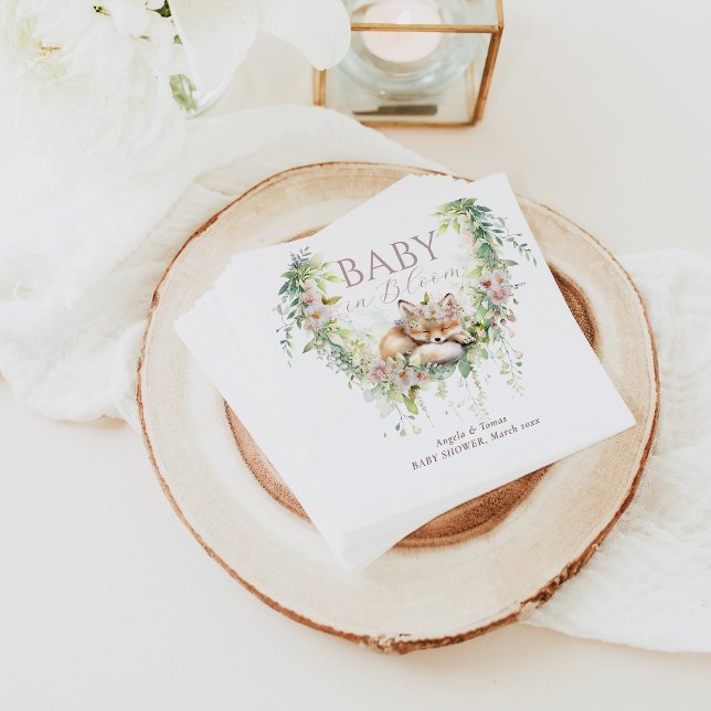 Baby in Bloom Woodland Floral Baby Girl Shower Napkins (Creator Uploaded)
