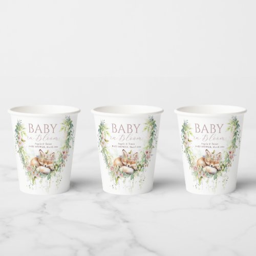 Baby in Bloom Woodland Floral Baby Girl Shower Paper Cups