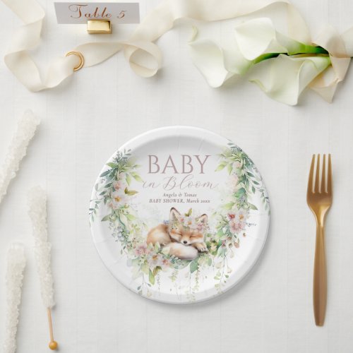 Baby in Bloom Woodland Floral Baby Girl Shower Paper Plates