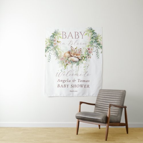 Baby in Bloom Woodland Floral Baby Girl Shower Tapestry