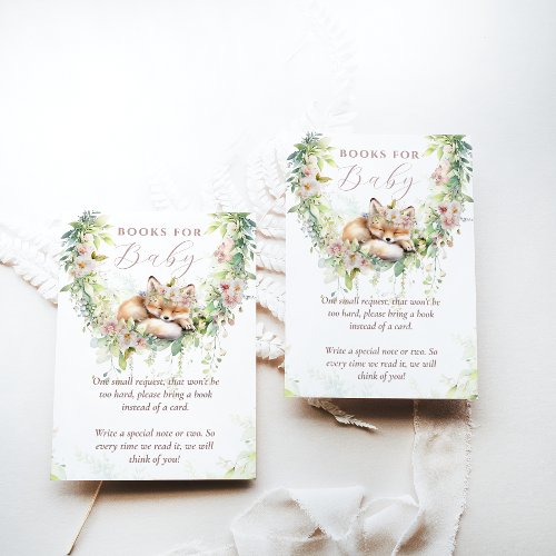 Baby in Bloom Woodland Floral Baby Shower Books Enclosure Card