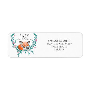 Baby in Bloom Woodland Fox Greenery Baby Shower Label