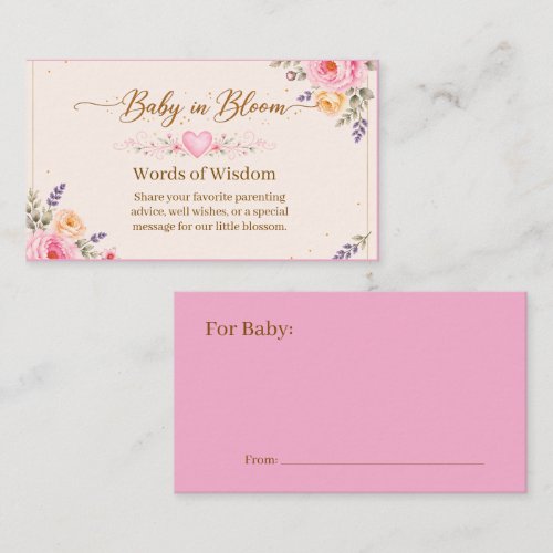 Baby in Bloom Words of Wisdom Enclosure Card |