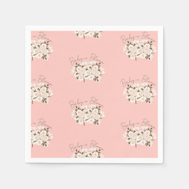 Baby in Bloom Wrapping Paper for Baby Shower Napkins (Front)