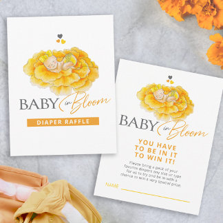 Baby in bloom yellow baby shower diaper raffle enclosure card