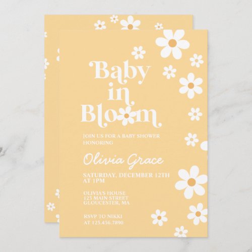 Baby in Bloom yellow Daisy Baby Shower Invitation