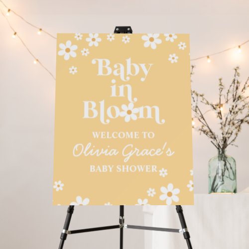 Baby in Bloom yellow Daisy Shower Welcome Poster