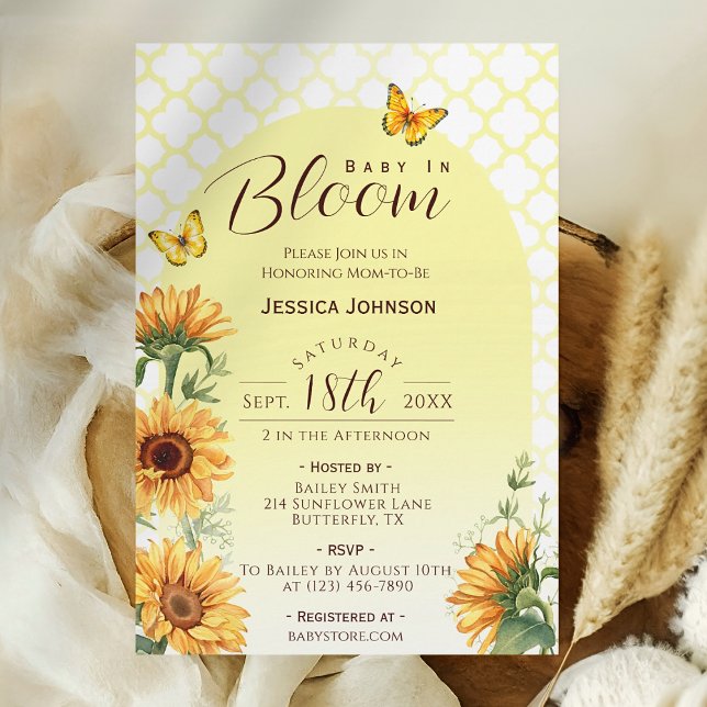 Baby in Bloom Yellow Sunflower Baby Shower Invitation (Baby in Bloom Sunflower Baby Shower Invitation)