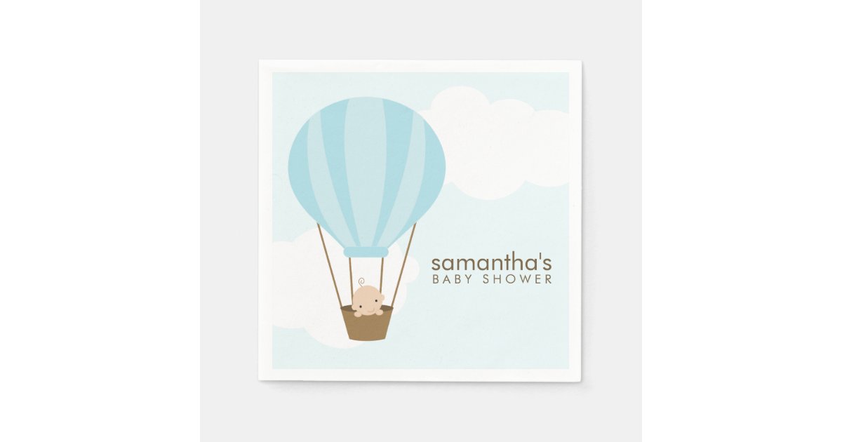 Baby in Blue Hot Air Balloon Baby Shower Napkin | Zazzle.com