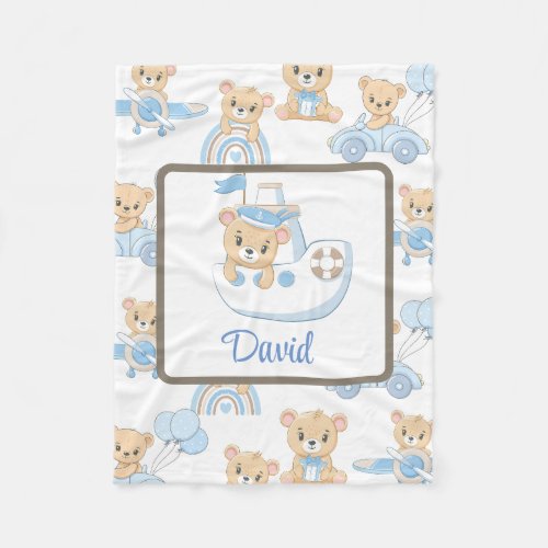 Baby in Boat and Buggy Personalized Blanket
