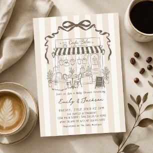 Baby in brewing Bebe Cafe Coffee Baby Shower Invitation
