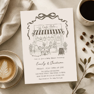 Baby in brewing Bebe Cafe Coffee Baby Shower Invitation