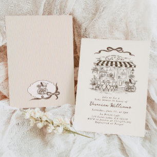 Baby in brewing Bebe Cafe Coffee Baby Shower Invitation