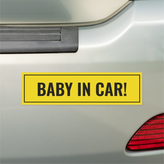 Baby in car black yellow Baby Safety car magnet (In Situ)