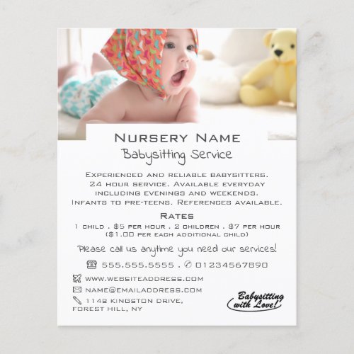 Baby in Cot Babysitter Daycare Nursery Advert Flyer