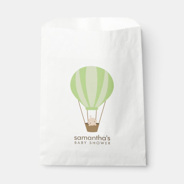 Baby in Green Balloon Baby Shower Favor Bag (Front)