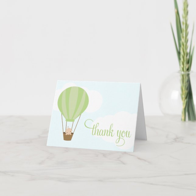 Baby in Green Balloon Thank You Card (Front)