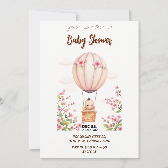 Baby in Hot Air Balloon Baby Shower Invitation (Front)