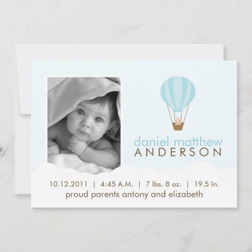 Baby in Hot Air Balloon Birth Announcements