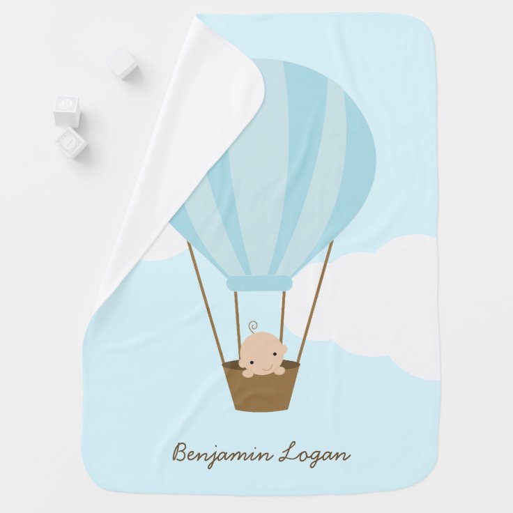 Baby in Hot Air Balloon {blue} Receiving Blanket Zazzle