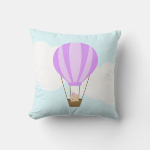 Baby in Hot Air Balloon {lavender} Throw Pillow