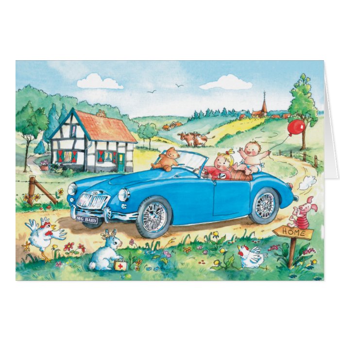 Baby in MG Oldtimer Car   Baby card