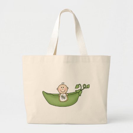 Baby In Pea Pod Large Tote Bag