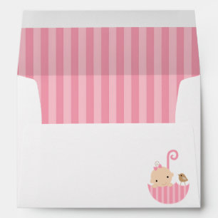 Baby in Pink Umbrella Girl Baby Shower Envelope