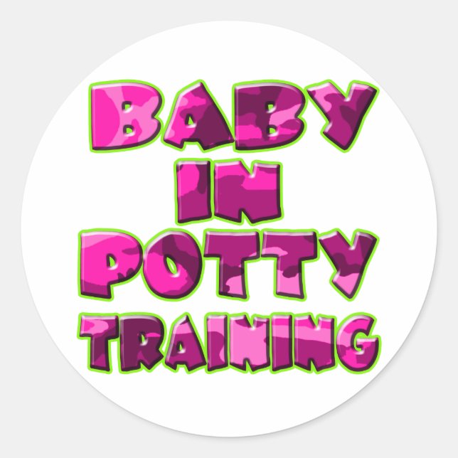 Baby In Potty Training (pink) Classic Round Sticker (Front)