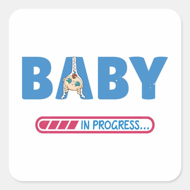 Baby in progress business card square sticker (Front)