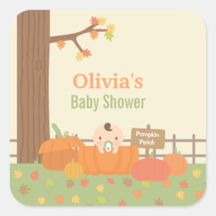 Baby in Pumpkin Patch Baby Shower Decor Stickers